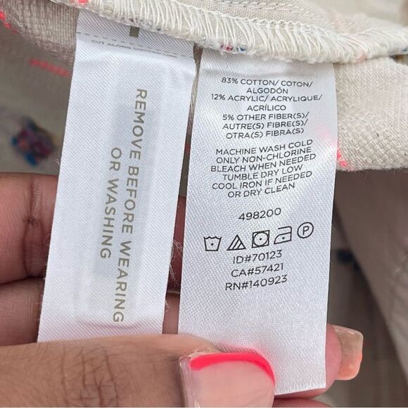 LOFT Riviera Women’s Textured Striped Embroidered Cotton Chino Shorts Size 4 - Picture 10 of 11